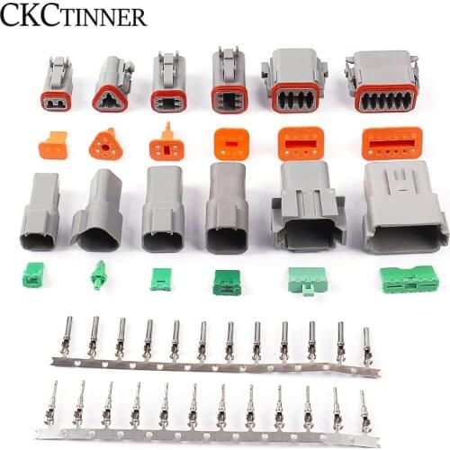 1 Set of waterproof connectors for car deutsh DT06 DT04 male and female rear plug with cable 2 3 4 6 8 pins 22-16AWG