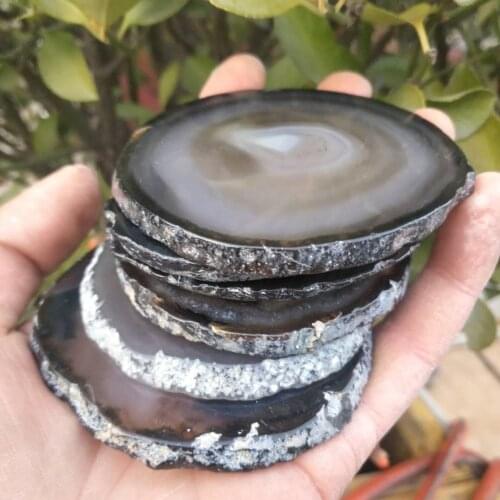 1PCS Natural agate piece cup mat polished original color agate piece for home decoration