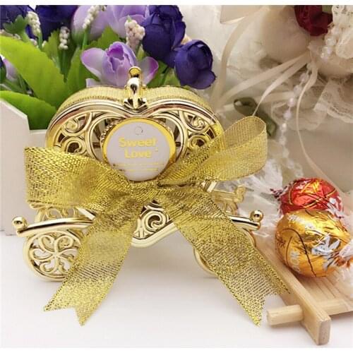 20Pcs/Bag Romantic Wedding Favors Decor Creative Acrylic Pumpkin Candy Gift Boxes Wedding Party Candy Box With Ribbon