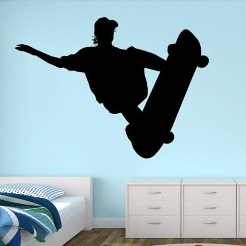 2017 New Design Skateboarder Wall Stickers For Teens Room Removable Vinyl Art Decals Bedroom Decoration Sport Waterproof ZA019