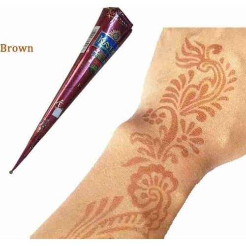 25g Natural Indian Henna Brown Color Mehndi Tattoo Paste Cone Temporary Drawing Tattoo Stencil Women Makeup Body Art Cream
