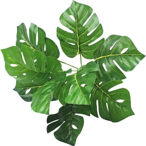 9 Heads Artificial Plants Tropical Green Turtle Leaves Leaf Bouquet Garden Home Mexican Autumn Decoration