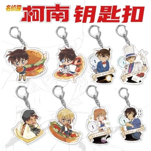 Anime Acrylic Keychain Toy Detective Conan Figures Keyring Double-sided Key Chain Pendant
