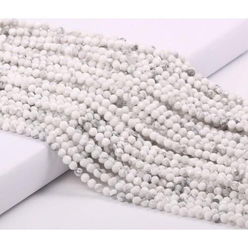 Natural Stone Faceted Round White Turquoises Small Beads Loose spacer beads for Jewelry Making DIY Necklace Bracelet Accessories