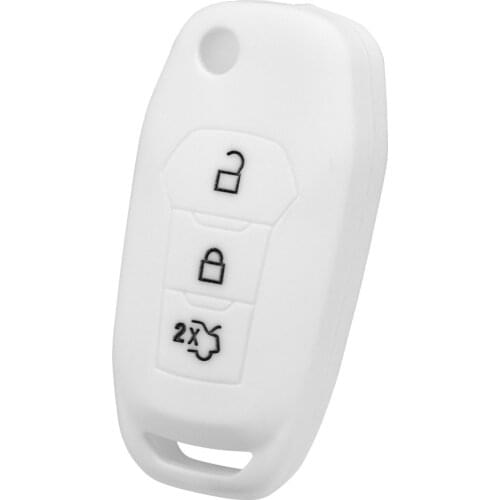 Available Folding 3 Buttons Ford New Forest Key Cover 1pcs White Silicone Car