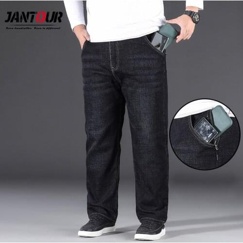 Anti-theft Zipper Design 2021 Spring New Mens Jeans 3 Colour Classic Style Loose Stretch Denim Trousers Male Wide Leg Pants
