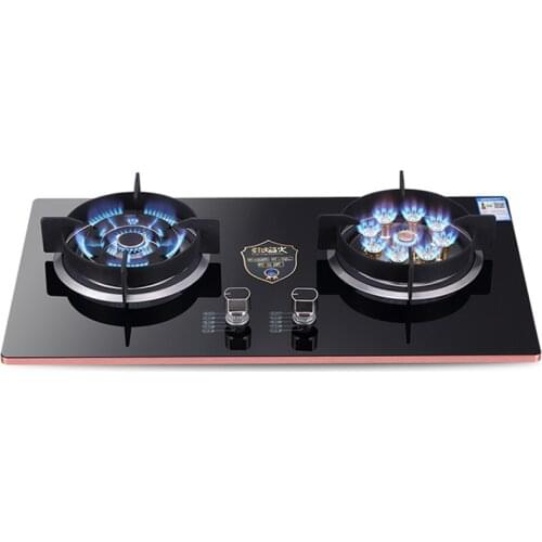 Gas cooktops Swing Fire stove embedded gas stove double hole stove natural/liquefied gas fierce fire tempered glass panel
