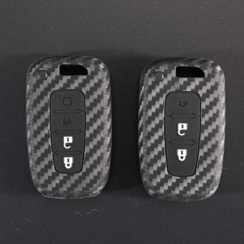 Bilchave 3/4BT Carbon Silicone Remote Key Case Fob For Kia K2 K5 Sportage Forte Hyundai IX35 Sonata Genesis Veloster Elantra