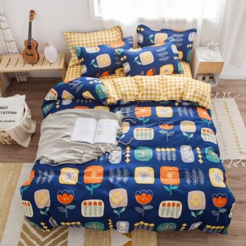 Cute Flowers Cartoon Comforter Bedding Set King Queen Full Single Size Kids Girls Bed Linen Duvet Cover Sheet Pillowcase Kawaii