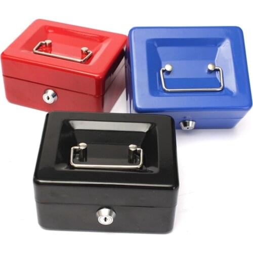 Practical Mini Petty Cash Money Box Stainless Steel Security Lock Lockable Safe Small Fit for House Decoration 3 Size