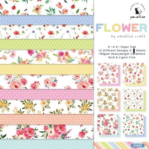 KSCRAFT 12 Sheets Flower Scrapbooking Pads Paper Origami Art Background Paper Card Making DIY Scrapbook Paper Craft