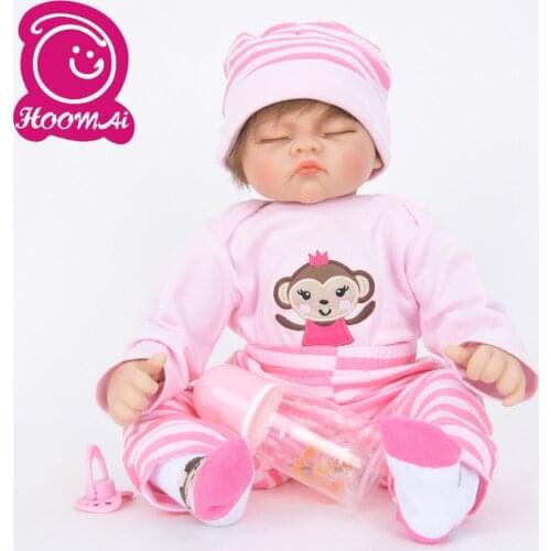 45CM Sweet Sleeping Lifelike Rooted Mohair Reborn Baby Dolls 18 Inch Soft Silicone Real Bebe Doll Baby Kid Birthday Gifts Toys