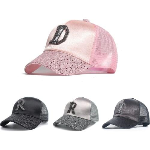 Summer Diamond Sequin Baseball Cap for Baby Boy Girls Letter Embroidery Snapback Mesh Hat Outdoor Casual Simple Sunshade Sun Cap