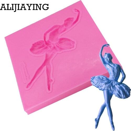 M1002 Ballet Dancing Girl Shaped Silicone Cake Mold handmade soap chocolate baking mold Sugar Craft Fondant Cake Tools Cake Mold