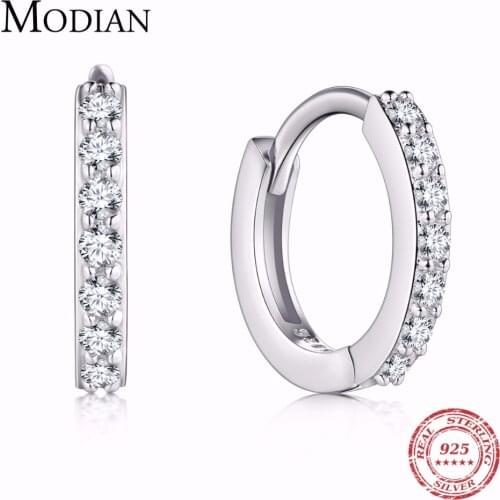 Small Hoop Earring,5 Austrian Crystal,AAA ZC Elements,925 Sterling Silver Material,Elegant earrings