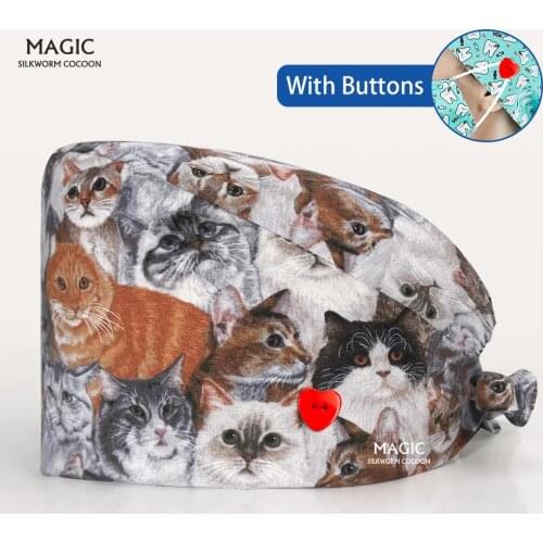 Multicolor Tieback doctor hospital nursing Surgical caps clinical medical hats Beautician hat lab nurse Pet working caps cotton