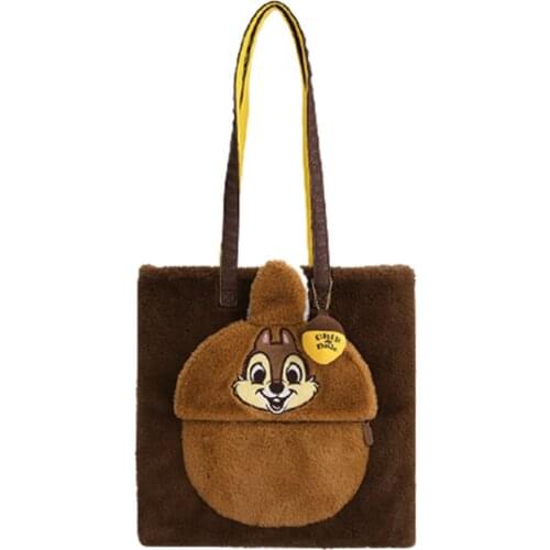 Disney Fashion Chip Dale Cartoon Bag Plush Shoulder Bag Women Girl Bag Festival Gifts