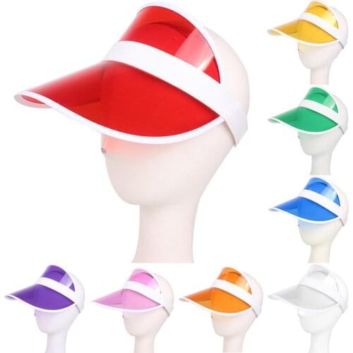Fashion Summer Outdoor Sports Sun Protection Cap Unisex Clear Plastic Visor Hat Candy Color PVC Sunshade Hat UV Protection Hat