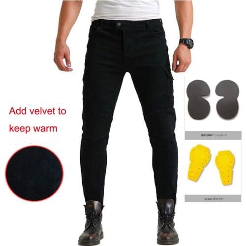 Motorcycle jeans Army green and black overalls mens winter plus cashmere warm Moto riding pants with 4 PADS protection