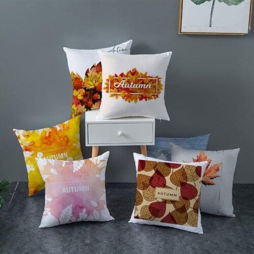 Pillowcase Fall Maple Leafs Decorative Pink Cushion Cover Peachskin For Sofa Bed Throw Pillow Cover Modern Home Decor 45*45cm/Pc