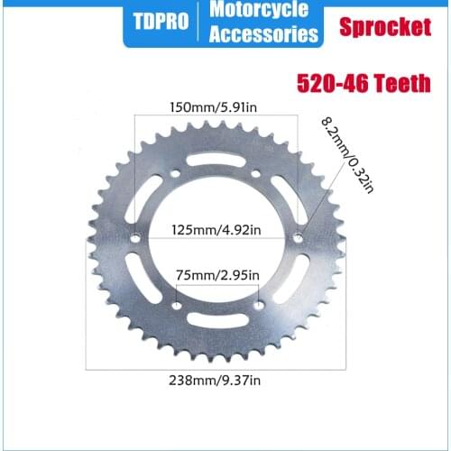 Stainless Steel 125mm 46 Teeth Rear/Back 520 Chain Sprockets Sprocket Cog For 110cc 125cc 140cc Motorcycle Dirt Pit Bike Yamaha
