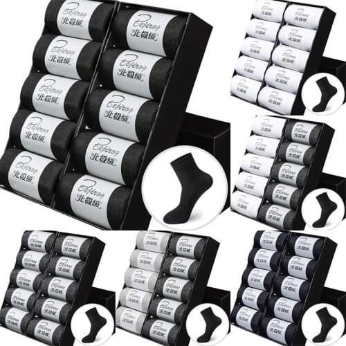 10Pair /Lot Mens Bamboo Fiber Socks Compression Long Socks Mens Black Business Casual Male Sock Large Size 38-44