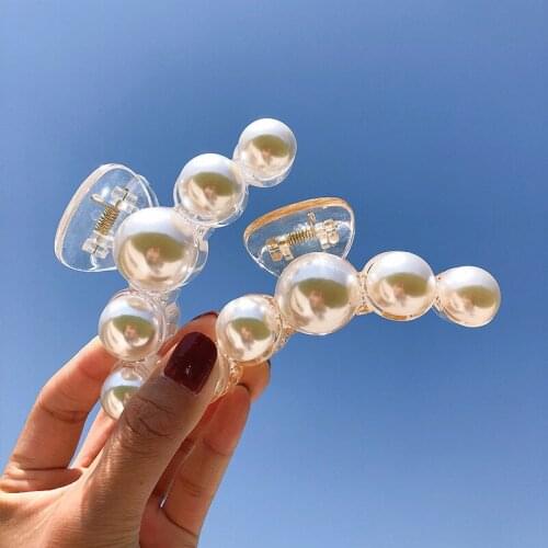 New Hyperbole Big Pearls Acrylic Hair Claw Clips Big Size Makeup Hair Styling Barrettes for Women Hair Accessories