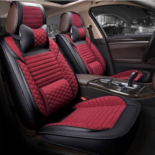 New Design Leather Look Hemp Material Fixed Waist Cushion Cushion Wine Red Car Seat Cushion Decoration Set General model