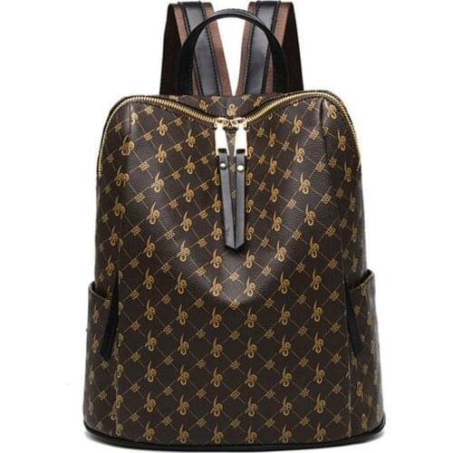 New Fasion Brand Women Leather Backpack Luxury Designer Shoulder Bag Ladies Printing Backpacks For Girls School Bag Sac