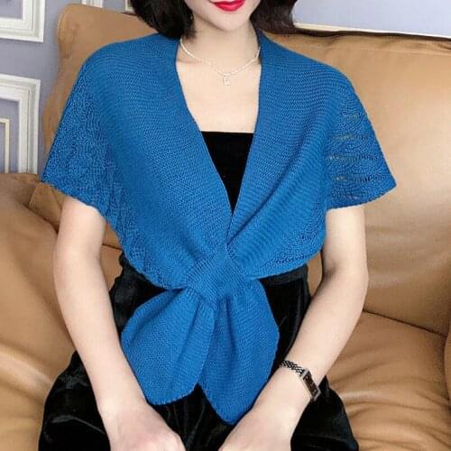 New Style Knotted Lady-Style Scarf Autumn A Female Solid Color Korean Version Crows Feet Ruffled Black Red Blue White Shawl