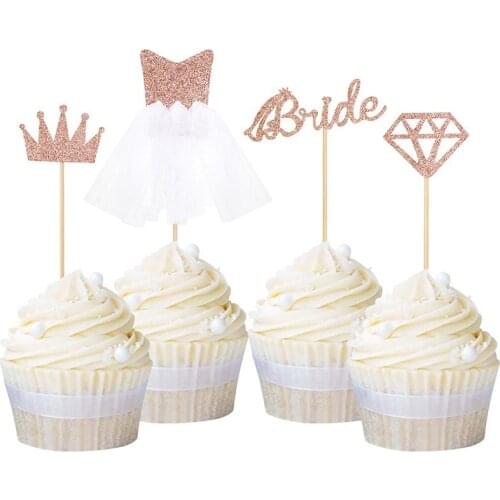 Rose gold Bride To Be Cupcake Toppers for Wedding Cake Decoration Bridal Shower Hen Party Cupcake Topper Cake Decorating Supply