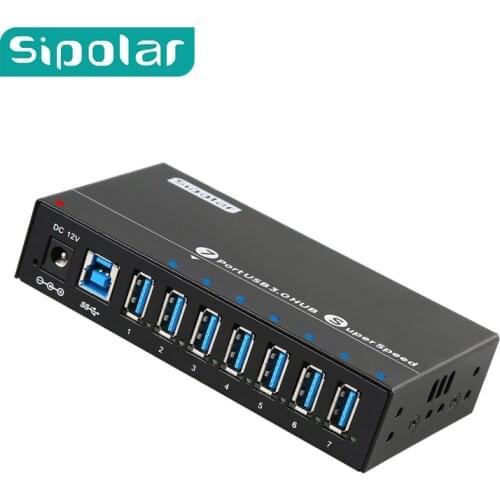 Sipoar data syncs and Charging Hub Portable 7 ports USB 3.0 Charger HUB with enternal 12V 3A power adapter