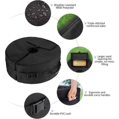 Umbrella Base Weight Bag Weatherproof 18" Round Parasol Sand Bags with Side Slot Opening for Outdoor Patio Umbrella Stand
