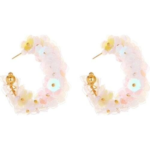 Trend fashion C-shaped geometric multi-layer petal womens earrings simple korean style charms flower earring aesthetic jewelery