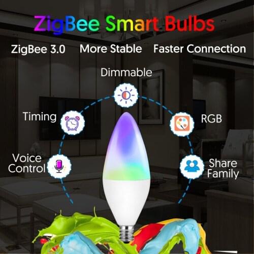 1/10pcs Zigbee Direct Connect Smart Bulb Candle Light Support Echo Plus/SmartThings/ Work with Alexa Google Home SmartThings