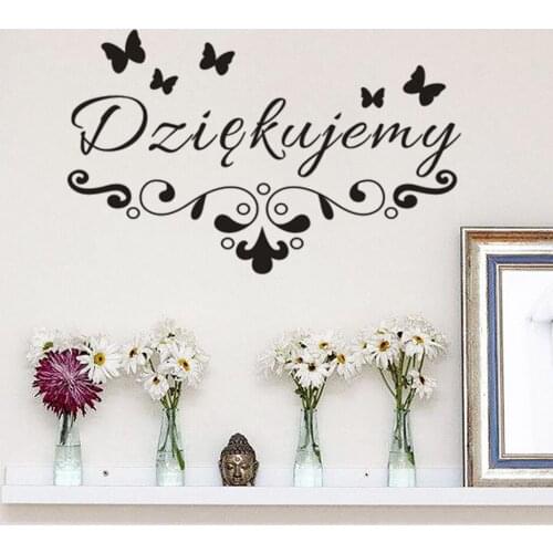 Polish Language Vinyl Wall Sticker Thank You Text Removable Wall Decal Shopping Mall Window Sticker Home Decor Poster AZ320
