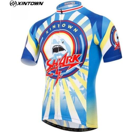 XINTOWN Team Blue Shark Mens Clothing Ropa ciclismo Cycling jersey Short sleeve Bike Sportwear Top