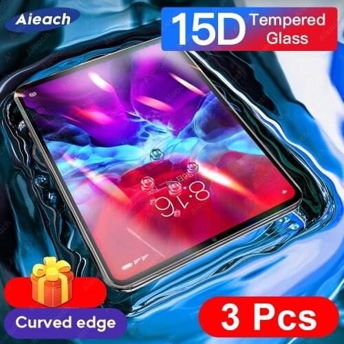 3 Pcs 15D Protective Glass For iPad Air 4 3 2 1 Mini 5 Tempered Screen Protector For iPad Pro 11 10.5 9.7 5th 6th 10.2 8th 7th