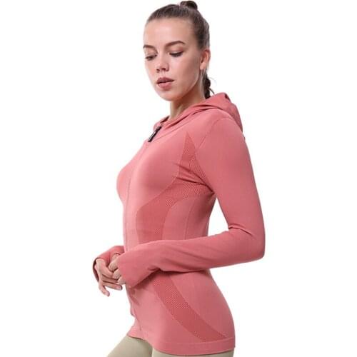 Women Athletic Sport Shirts Slim Fit Long Sleeved Fitness Coat Yoga Crop Tops With Thumb Holes Gym Jacket Workout Sweatshirts
