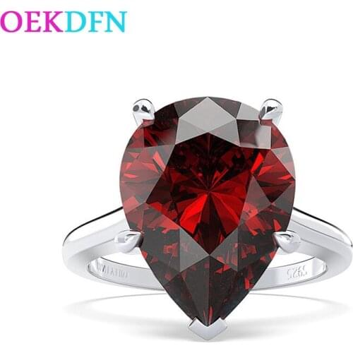 OEKDFN 925 Sterling Silver Ring For Women White Red Sapphire Pink Citrine Zircon Engagement Wedding Jewelry Rings Surprise Gift