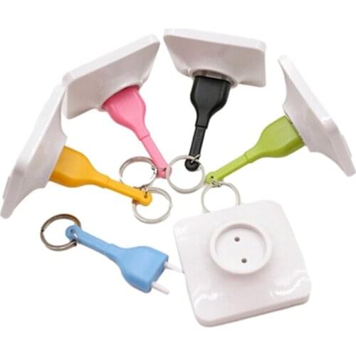Random Color 1Pcs Cute Home Wall Decoration Design Unplug Keyring EU Plug Socket Keychain Key Ring Holder Drop Shipping