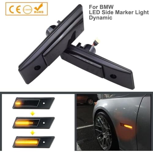 2pcs Dynamic LED Side Marker Light Turn Signal Lamps For BMW 3 5 6 7 Series E24 E28 E30 M3 E32 E34 E36 Sequential Blinker Lamp