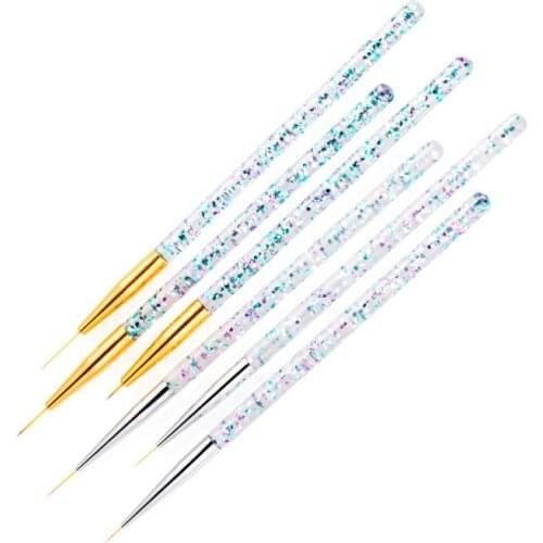 3pc/Set Nail Art UV Gel Nail Brush Sequins Handle 2colors Drawing French Lines Stripes Grid Design Nail Art Manicure Tools Kits