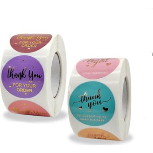 38mm Colorful Thank you Stationary Paper Stickers Thank you Tag Decoration Stickers For Gift Packing Birthday Party Festival