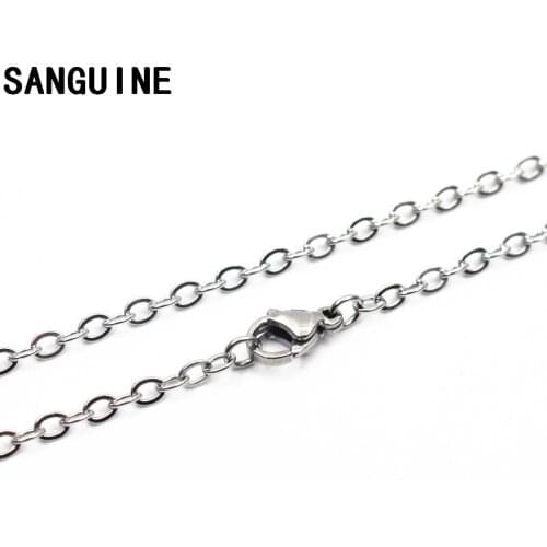 5pcs/lot Stainless Steel Lobster Clasp Chain Silver Classic Chains 50cm Necklace For Floating Locket Women Necklace Jewelry