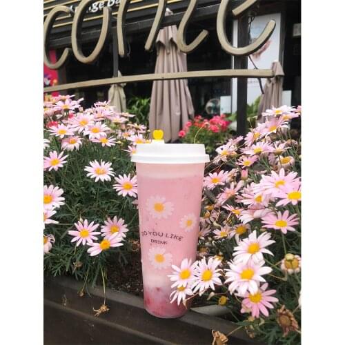 50pcs Net red frosted transparent milk tea cup 500ml 700ml packaging juice drink plastic cups party favors dessert cup with lid