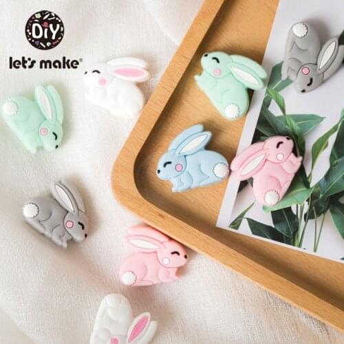 Lets Make Silicone Teether Rabbit 50pc Silicone Beads Cartoon Toys DIY Beads For Teether Toy For Childrens Toy Baby Teether