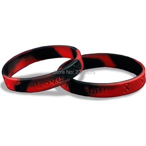 500pcs swirl ribbons Faith Hope Love silicone wristband rubber bracelets free shipping by DHL express