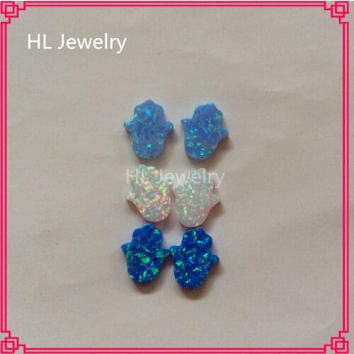 75PCS/Lot Mix Color Op05/op06/op17 11*13mm Synthetic Opal Hamsa Hand Jewelry Opal Bead