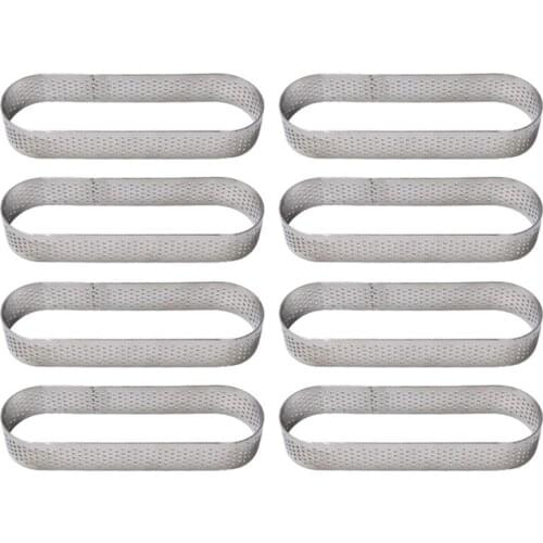 8Pcs Oval Tartlet Molds French Dessert Mousse Fruit Pie Tart Ring Quiche Cake Mold, Stainless Steel Tart Mousse Ring